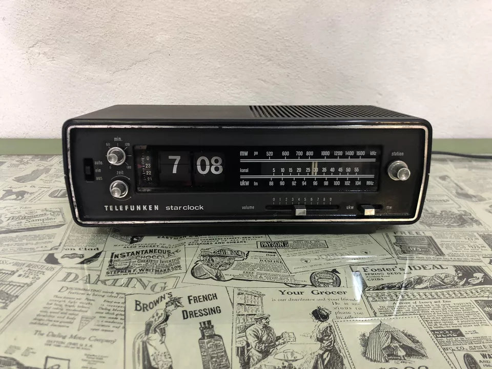 Radio Sveglia Flip Clock Telefunken Star Clock Vintage Epoca Orologio A Cartellini