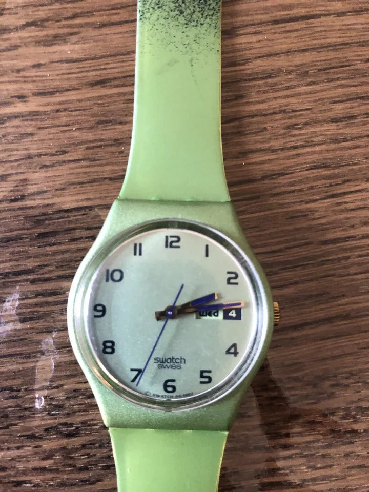 Orologio Da Polso Swatch Gent Pavo Real GG706 Anno 1997 Vintage Da Uomo Verde