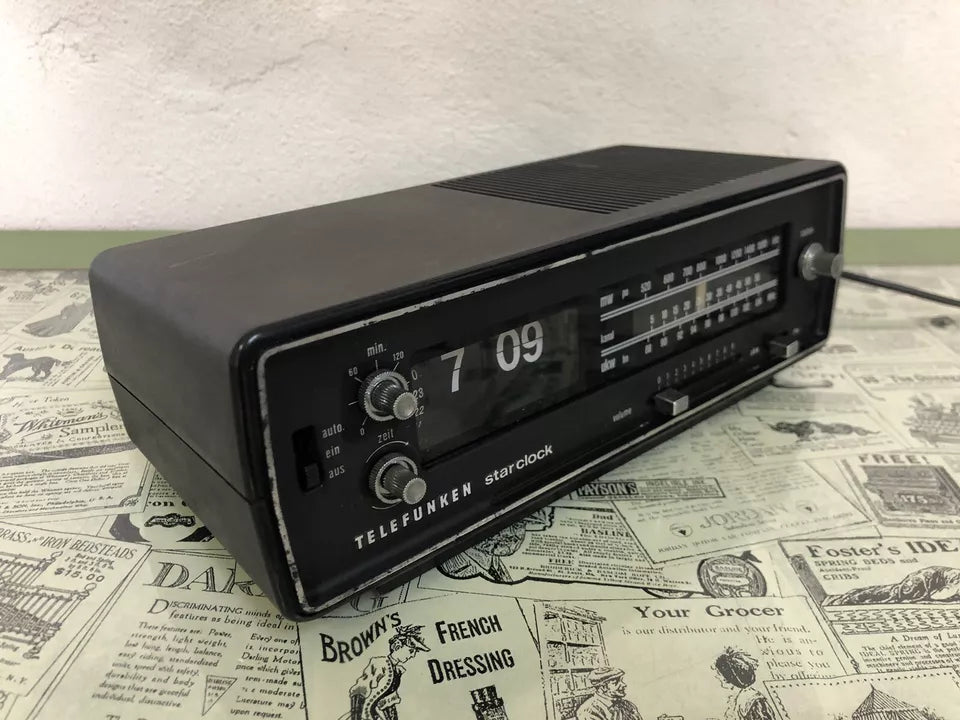 Radio Sveglia Flip Clock Telefunken Star Clock Vintage Epoca Orologio A Cartellini