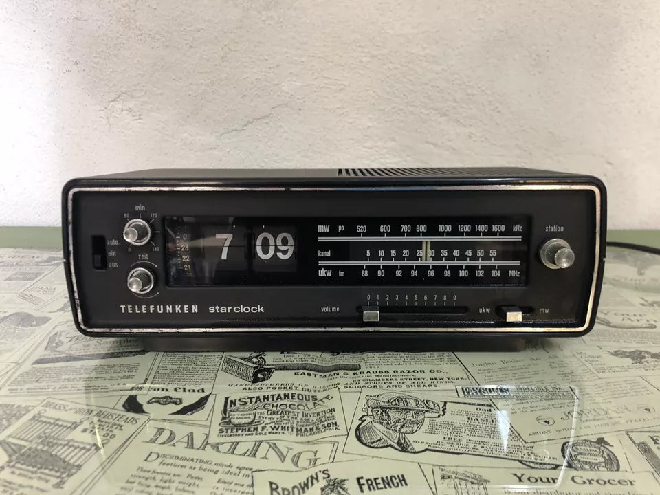 Radio Sveglia Flip Clock Telefunken Star Clock Vintage Epoca Orologio A Cartellini