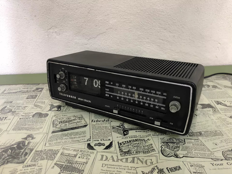 Radio Sveglia Flip Clock Telefunken Star Clock Vintage Epoca Orologio A Cartellini
