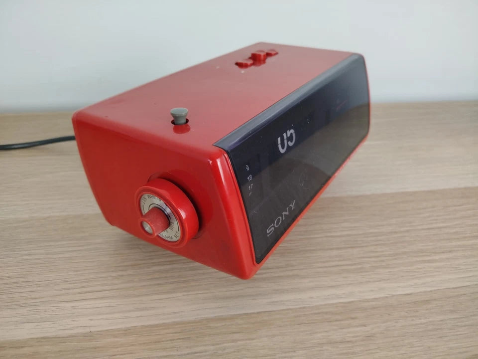 Radio Sveglia Orologio Sony Solid State Digimatic 8RC-110E Vintage Epoca Rossa