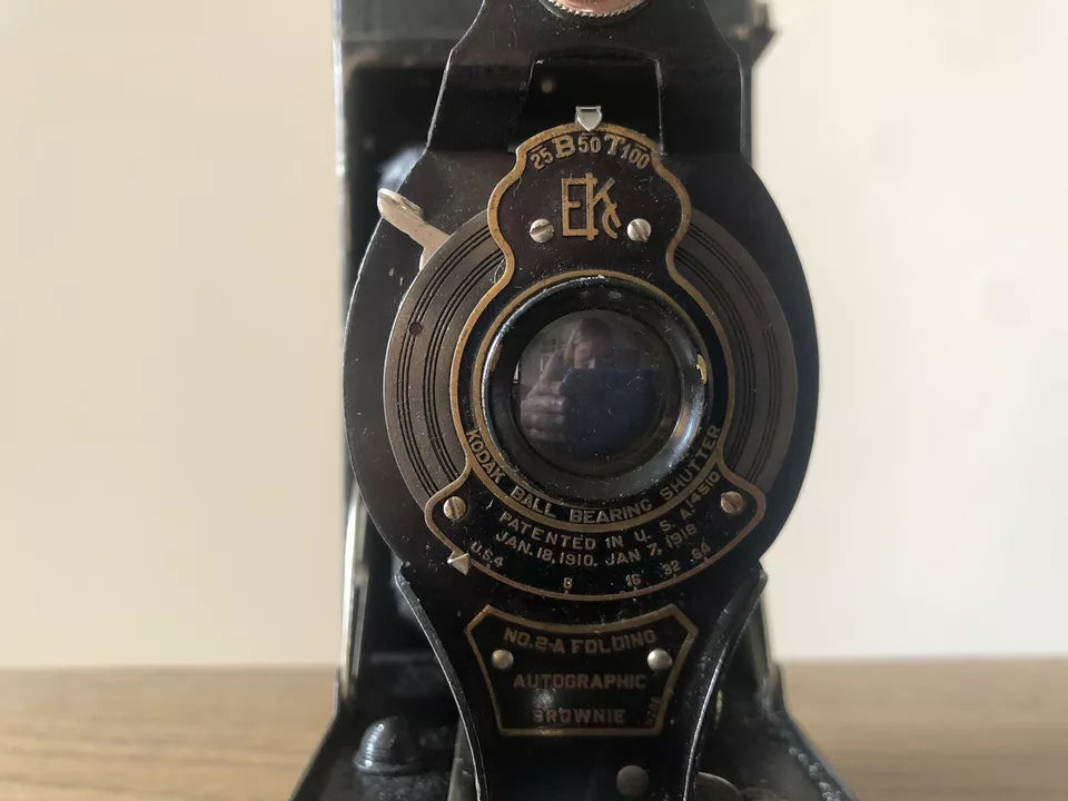 Antica Fotocamera a Soffietto Kodak Ball Bearing Shutter EKc Epoca 1910 USA Raro