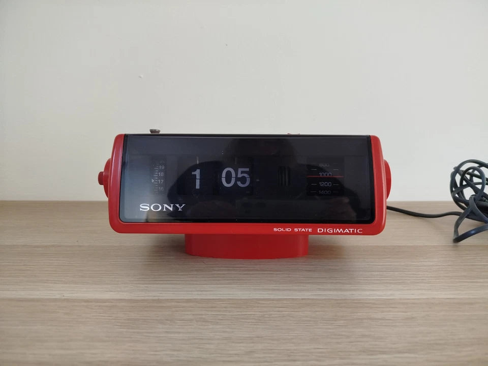 Radio Sveglia Orologio Sony Solid State Digimatic 8RC-110E Vintage Epoca Rossa