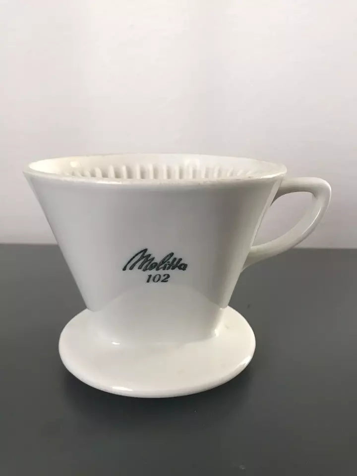 Tazza Melitta 102 Filtro Per Caffè Vintage Epoca Anni 50 Porcellana Bianca Rara