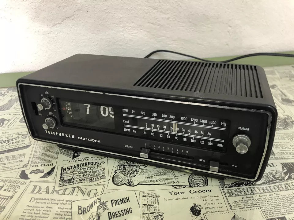 Radio Sveglia Flip Clock Telefunken Star Clock Vintage Epoca Orologio A Cartellini