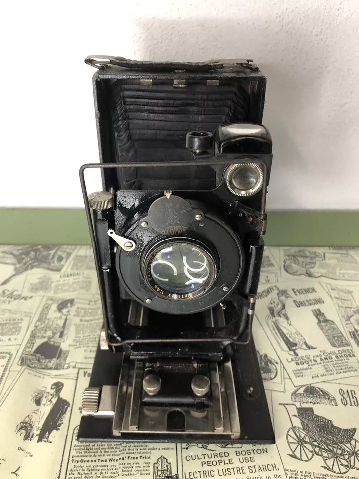 Antica Fotocamera a Soffietto Rom3 Con Obiettivo F13.5 Vintage Epoca 900’