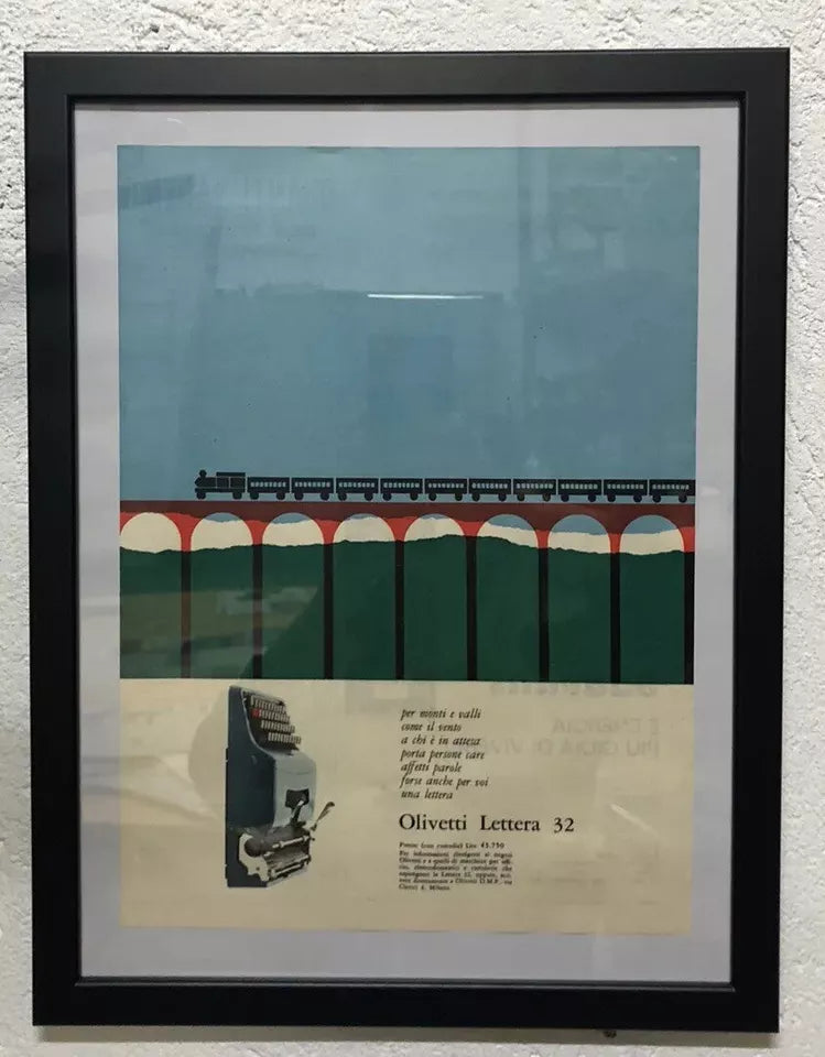 Quadro Pubblicità Originale Olivetti Lettera 32 Da Rivista Tempo 1964 Epoca