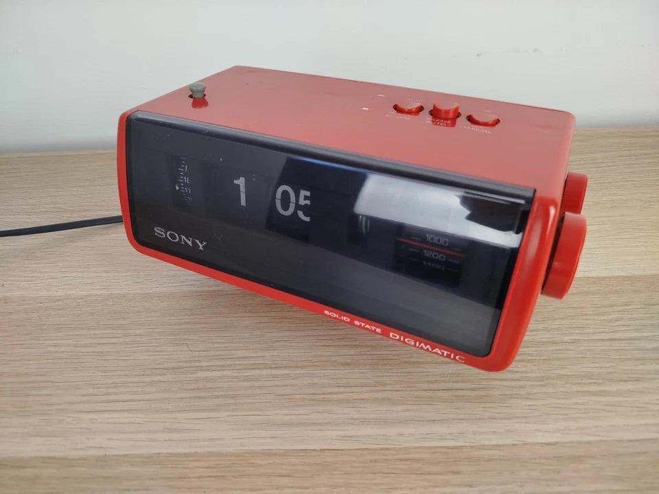 Radio Sveglia Orologio Sony Solid State Digimatic 8RC-110E Vintage Epoca Rossa