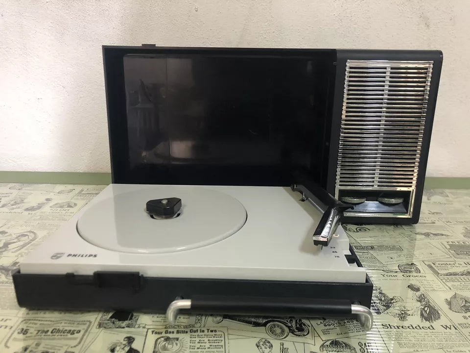 Giradischi Portatile Fonovaligia Philips 22GF 110/02X Vintage Epoca Anni 70 Nero