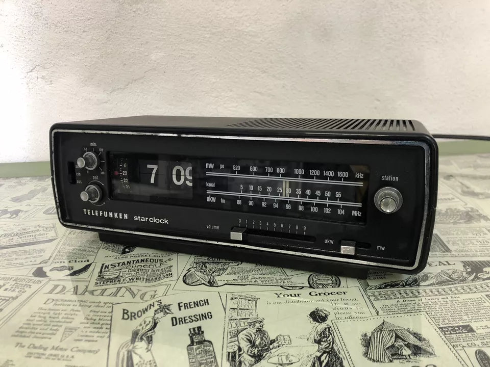 Radio Sveglia Flip Clock Telefunken Star Clock Vintage Epoca Orologio A Cartellini