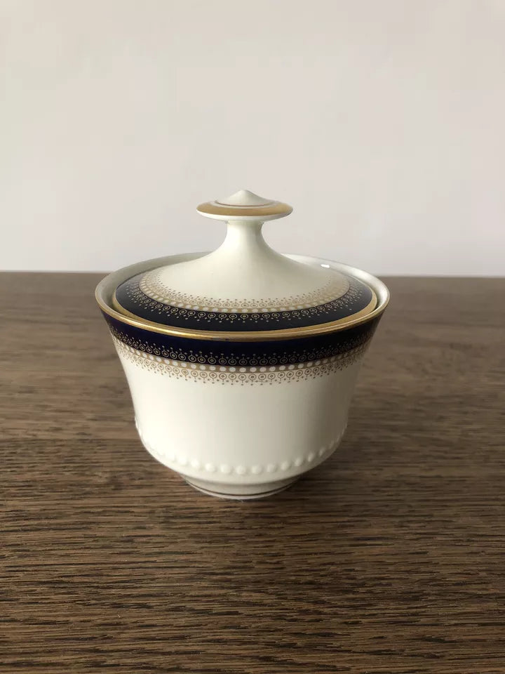 Servizio Da The Mitterteich Bavaria Vintage Oro e Blu Tazze Piattini Zuccheriera