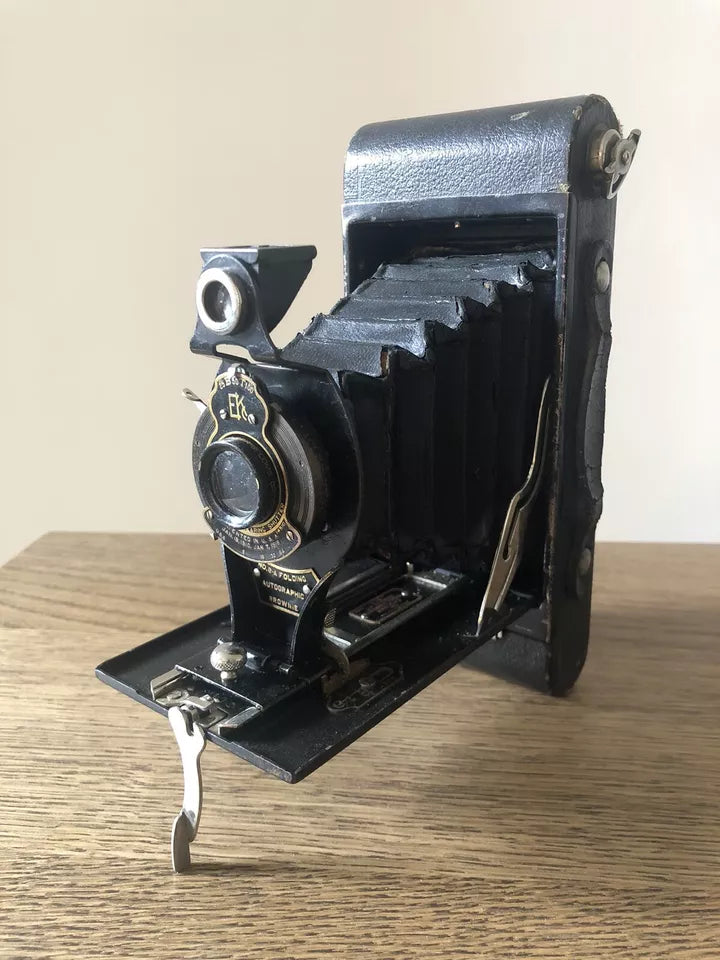 Antica Fotocamera a Soffietto Kodak Ball Bearing Shutter EKc Epoca 1910 USA Raro