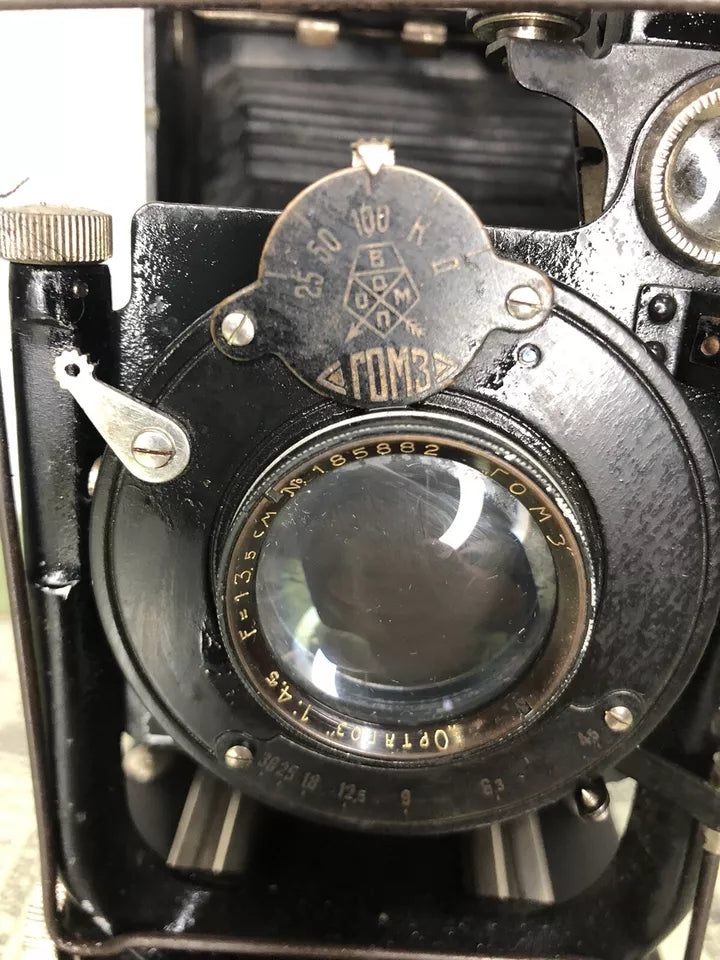 Antica Fotocamera a Soffietto Rom3 Con Obiettivo F13.5 Vintage Epoca 900’