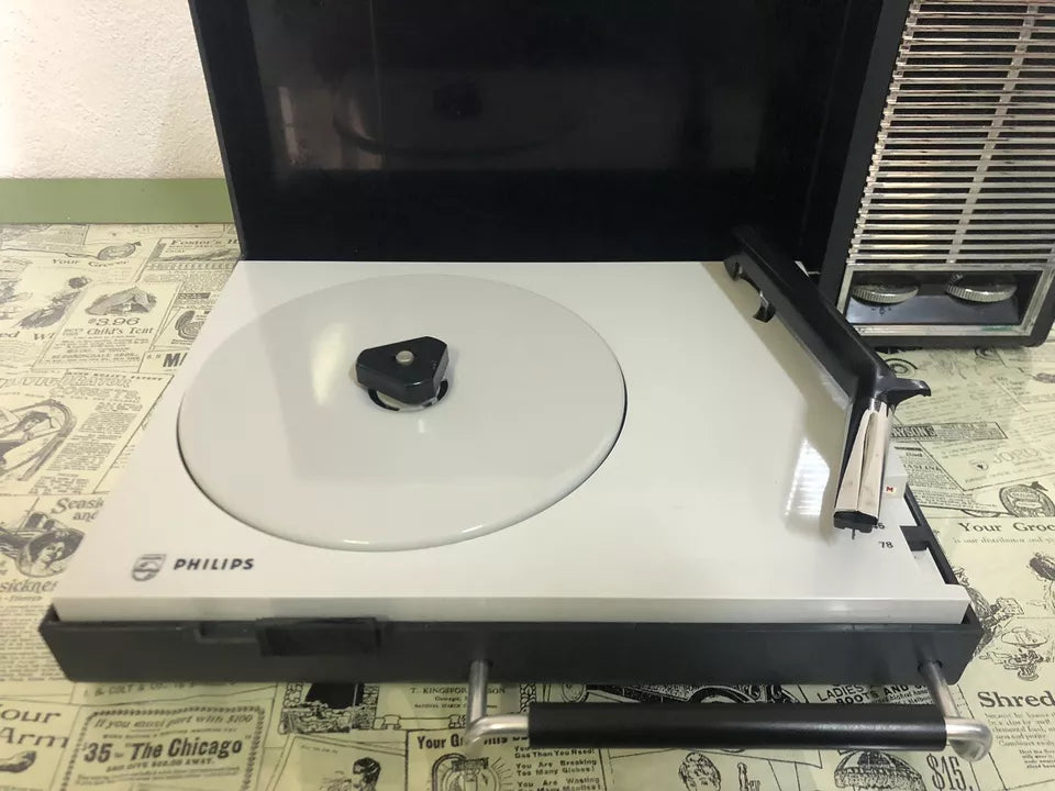 Giradischi Portatile Fonovaligia Philips 22GF 110/02X Vintage Epoca Anni 70 Nero