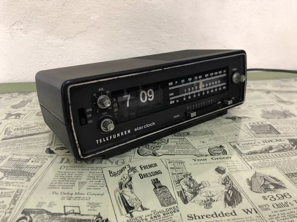 Radio Sveglia Flip Clock Telefunken Star Clock Vintage Epoca Orologio A Cartellini