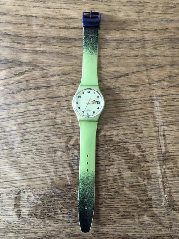 Orologio Da Polso Swatch Gent Pavo Real GG706 Anno 1997 Vintage Da Uomo Verde