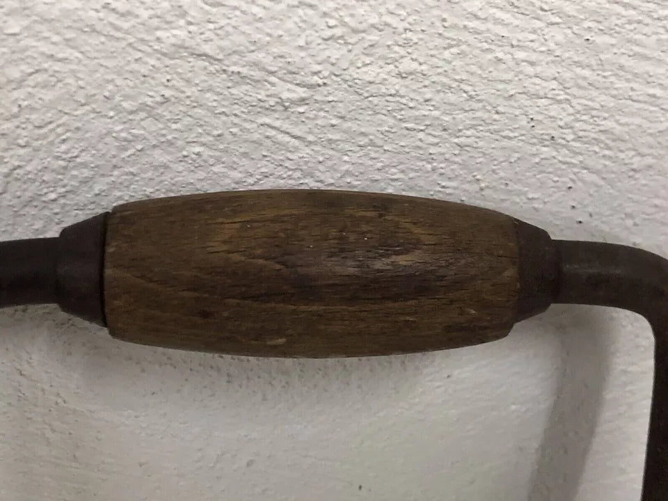 Trapano Manuale Tipo Girabacchino Manovella Legno E Ferro Antico Epoca Antico