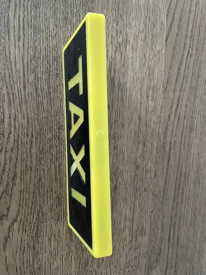 Insegna Taxi Vintage Epoca Anni 70 Giallo Nero Originale Italia Bifacciale