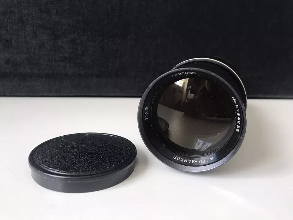 Obiettivo Auto Sankor Lens Made In Japan 200mm Compatibile Fotocamere Coperchio