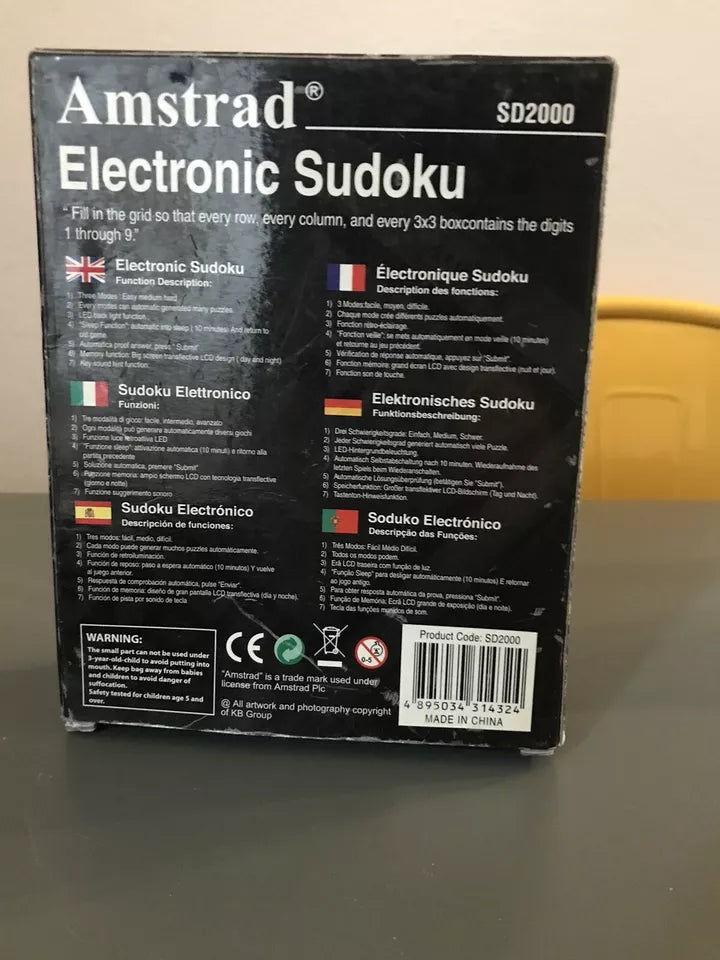 Sudoku Elettronico Amstrad SD2000 Confezione E Libretto Gioco Portatile Funziona