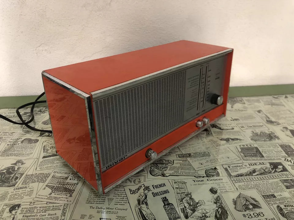 Antica Radio Mivar Milano R48 Vintage Epoca Anni 70 OM FM Arancione