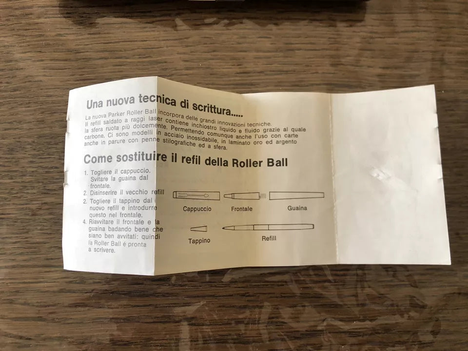 Penna Parker 25 Roller Ball Vintage Custodia Refil E Certificato Di Origine