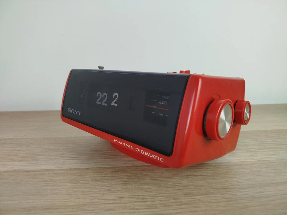 Radio Sveglia Orologio Sony Solid State Digimatic 8RC-110E Vintage Epoca Rossa