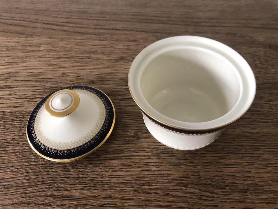 Servizio Da The Mitterteich Bavaria Vintage Oro e Blu Tazze Piattini Zuccheriera