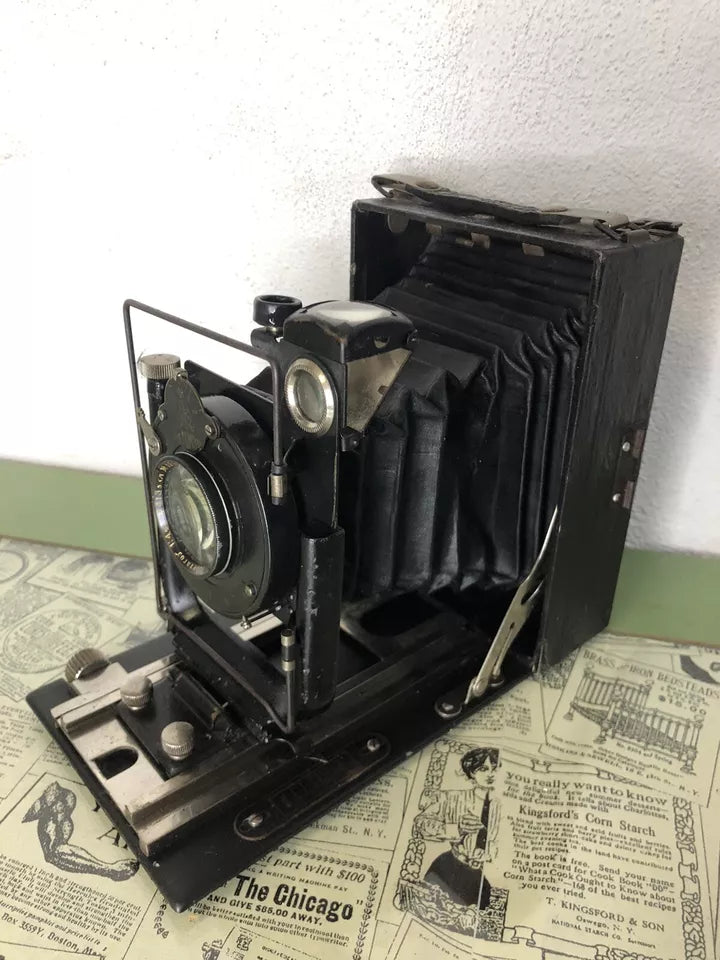 Antica Fotocamera a Soffietto Rom3 Con Obiettivo F13.5 Vintage Epoca 900’