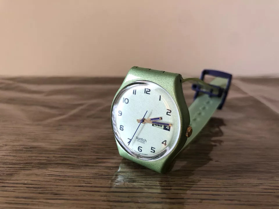 Orologio Da Polso Swatch Gent Pavo Real GG706 Anno 1997 Vintage Da Uomo Verde