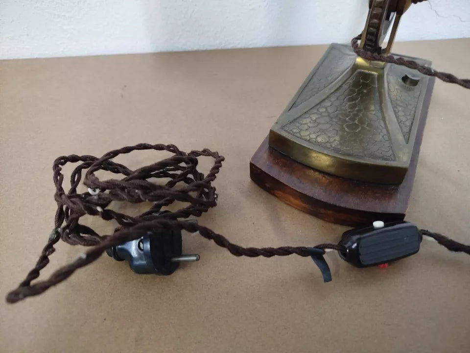 Antica Lampada Da Pianoforte Per Tavolo Vintage Epoca Inizi 900 In Ottone Rara
