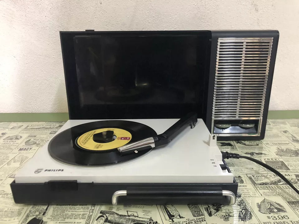 Giradischi Portatile Fonovaligia Philips 22GF 110/02X Vintage Epoca Anni 70 Nero