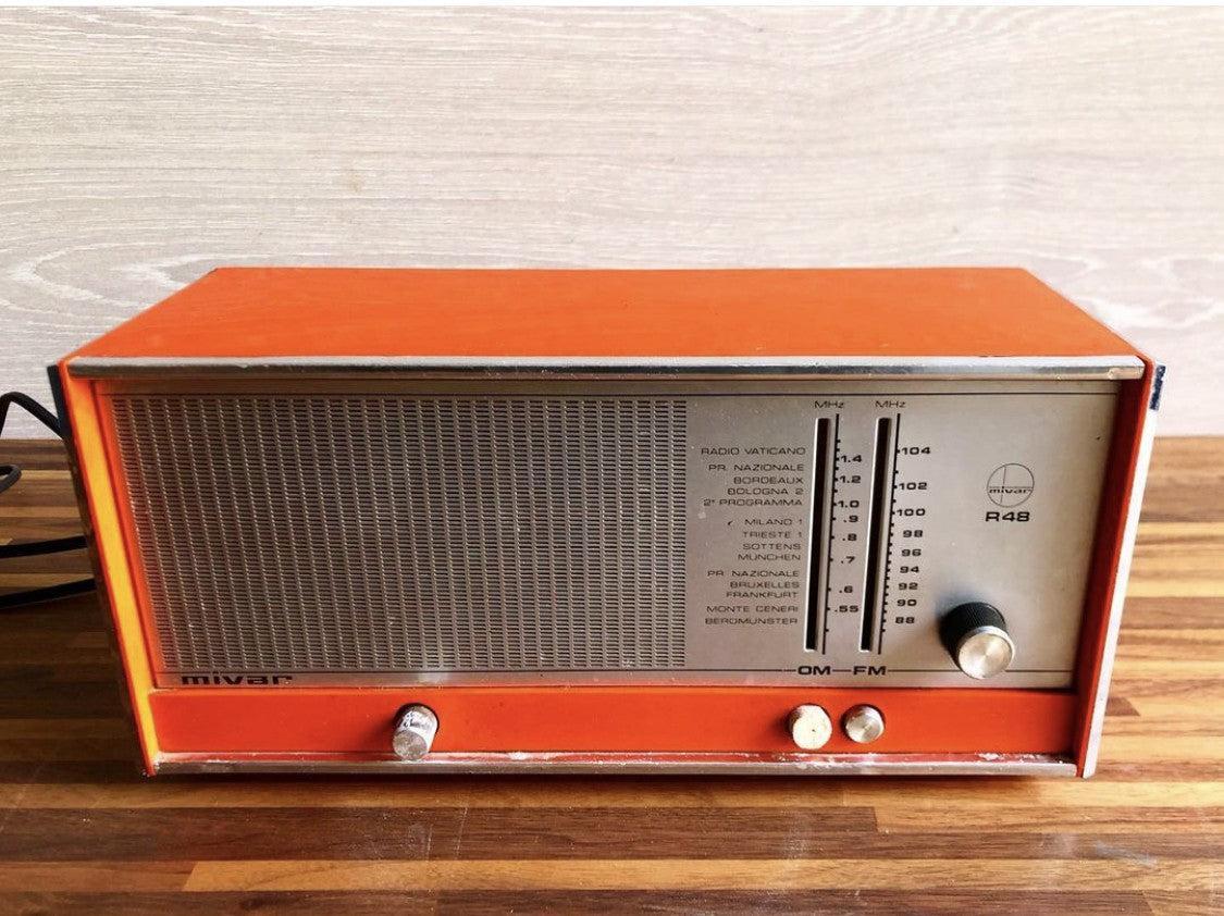 Antica Radio Mivar Milano R48 Vintage Epoca Anni 70 OM FM Arancione