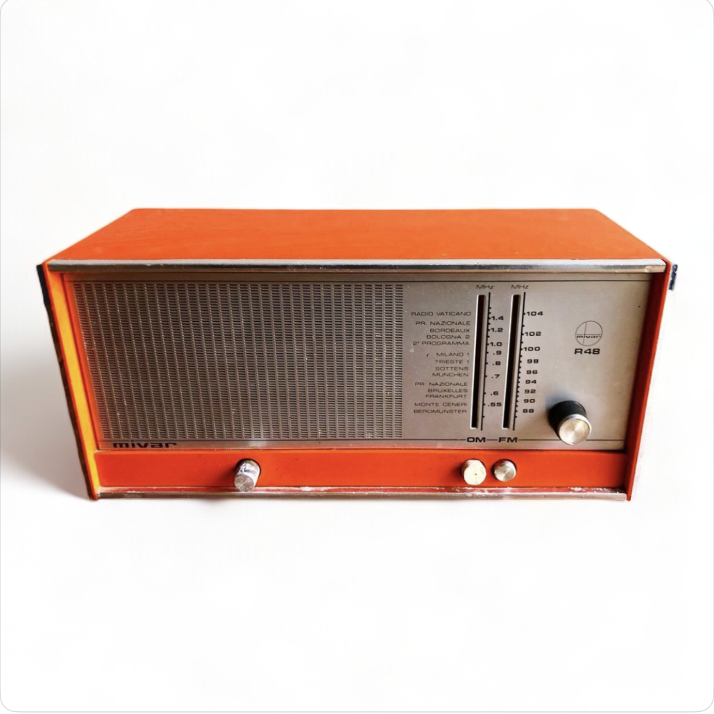 Antica Radio Mivar Milano R48 Vintage Epoca Anni 70 OM FM Arancione